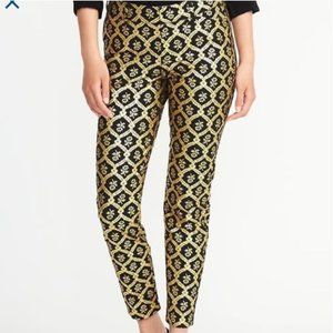 Old Navy Pixie Pants Gold Foil Floral Size 2